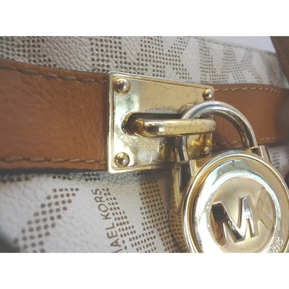 Michael Kors Hamilton Satchel Wallet Set Large Vanilla Brown MK